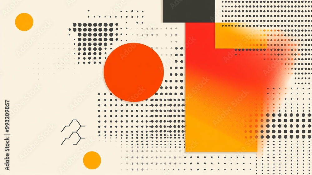 Aufkleber abstract design with colorful shapes and patterns, white isolated background.