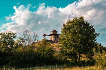 A medieval monastery from the ninth century, which stands on top of a hill.