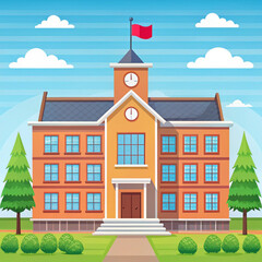 School Flat  building with natural background