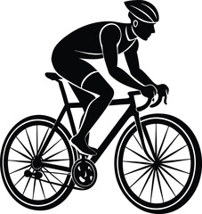 Silhouette of  Cycling sports, vector illustration on white background.