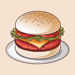 hamburger with cheese and tomato