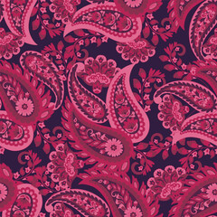 Damask Paisley seamless vector pattern for fabric design. Vintage textile background