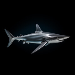 Obraz premium Silver Shark With Sleek Body And Fin On Black Background
