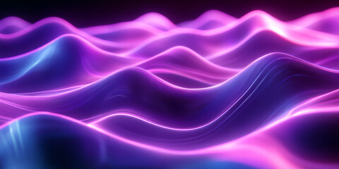 Naklejka premium Abstract Wavy Neon Gradient Lines in Pink and Blue