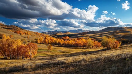 The Wastach hills become a vibrant tapestry of colors during the autumn season.