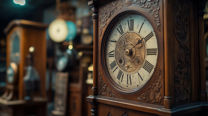 Obraz premium very old grand father original clock in wooden