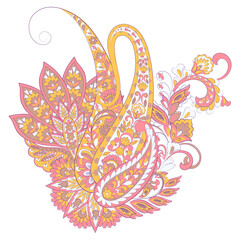 Vector Floral isolated pattern with paisley ornament.