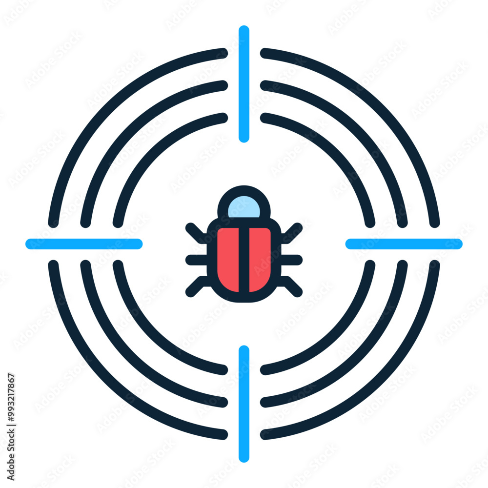 Poster computer virus in target vector internet security colored icon or symbol