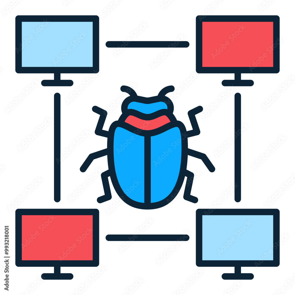 Poster pc bug vector colored icon or symbol