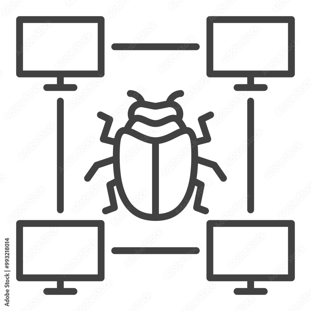 Aufkleber vector pc bug minimal icon or sign in thin line style