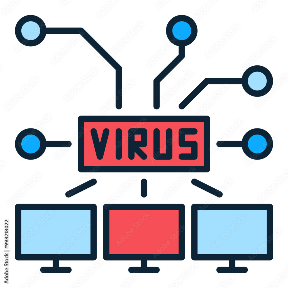 Poster virus on computers vector pc network colored icon or logo element