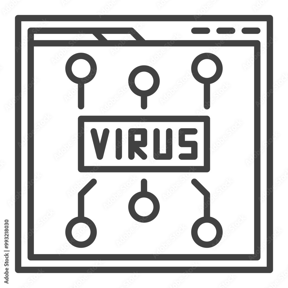 Poster web browser with virus vector outline icon or symbol