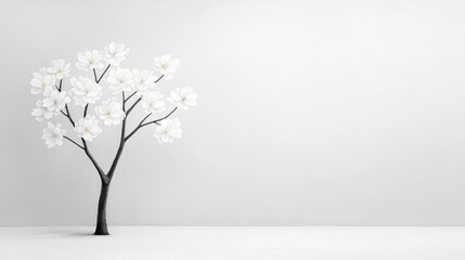 Obraz premium Delicate pencil drawing of a blossoming cherry tree