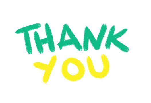 Green and yellow text Thank you video