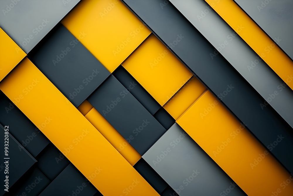 Poster geometric pattern with yellow and gray layers in modern design