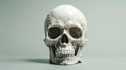 3D-rendered skull with realistic textures, detailed and lifelike, neutral background
