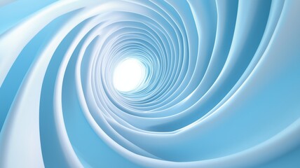A spiral blue and white image with a white circle in the middle