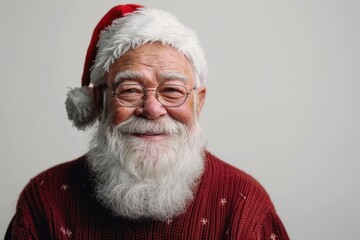 Naklejka premium Santa Claus with a joyful expression standing on a white background.