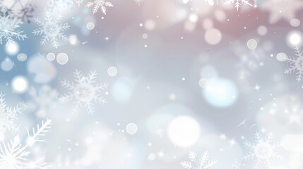 Beautiful winter scene with delicate snowflakes and ice crystals on a light blue bokeh background, perfect for Christmas and seasonal designs, holiday cards, and winter-themed marketing materials.
