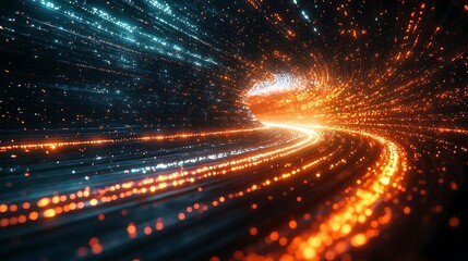 Naklejka premium Abstract Background - Glowing Orange and Blue Lights in Tunnel Effect