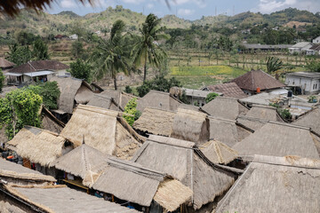 Fototapeta premium Sasak tribe village from lookout tower