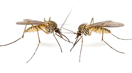 two mosquitoes isolated on white background insect  