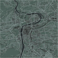Obraz premium Map of Prague in Czech Republic in a smooth dark style. Contains layered vector with roads water, parks, etc.