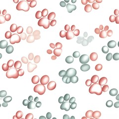 Fototapeta premium photo wallpapers in light colors with a pattern of small animal paws all over the background - photo wallpapers,