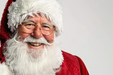 Naklejka premium Santa Claus riding a sleigh filled with gifts on a white background...