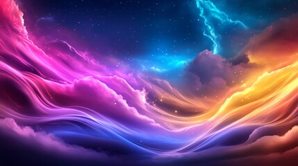 Obraz premium Vibrant abstract clouds in a cosmic landscape, showcasing colors of dusk and dawn.