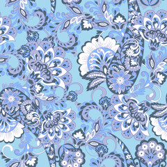 Paisley Floral oriental ethnic Pattern. Seamless Arabic Ornament. Ornamental motifs of the Indian fabric patterns.