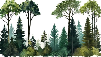 Fototapeta premium illustration of a vector thicket of a forest on a white background with a 3D visualization effect