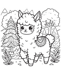 deer nature forest kid coloring page design 