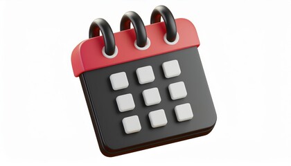 Naklejka premium Modern digital calendar icon with a sleek design, placed on a white isolated background.