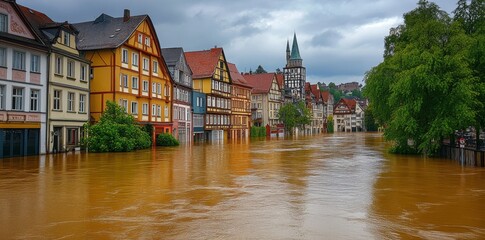 Obraz premium flood disaster river emergency