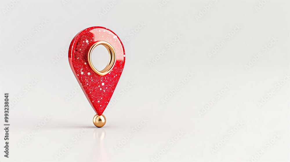 Poster Location marker design with sparkling red finish isolated on white background for map navigation