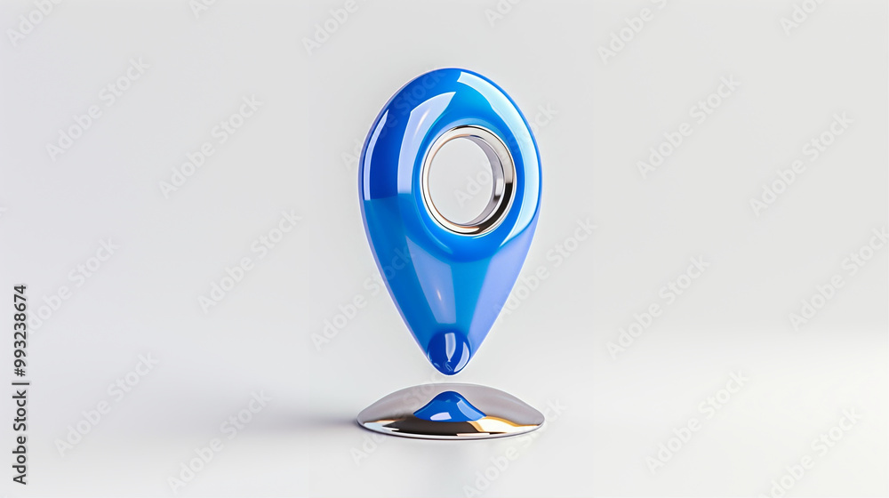 Poster map marker location pointer in vibrant blue design with modern aesthetics