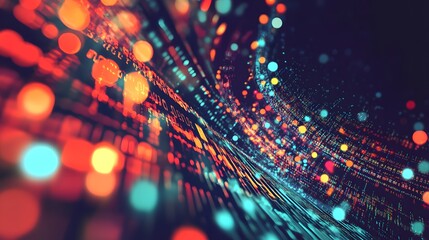 Obraz premium Abstract Digital Background with Colorful Lights and Bokeh