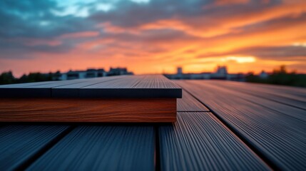 Elegant Decking at Sunset with Colorful Sky Background