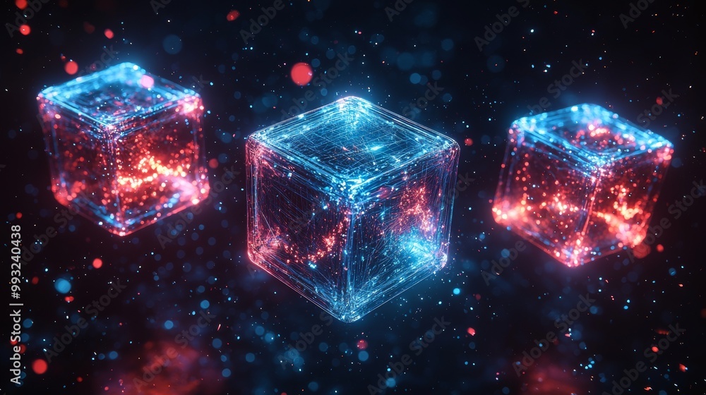 Poster technology abstract cube with data. background of a digital image.