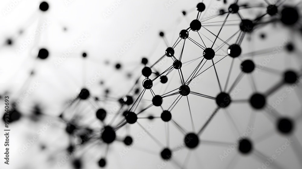 Poster abstract network of black spheres interconnected by thin lines