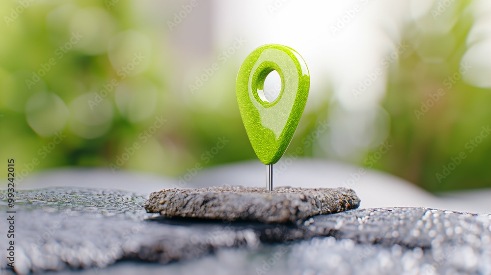 Poster map pin on textured surface with location marker and environment pin emphasizing navigation and mapp