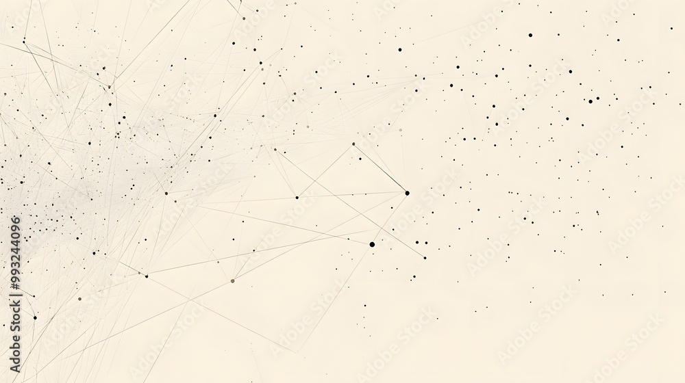 Poster abstract network of connected points and lines on a cream background