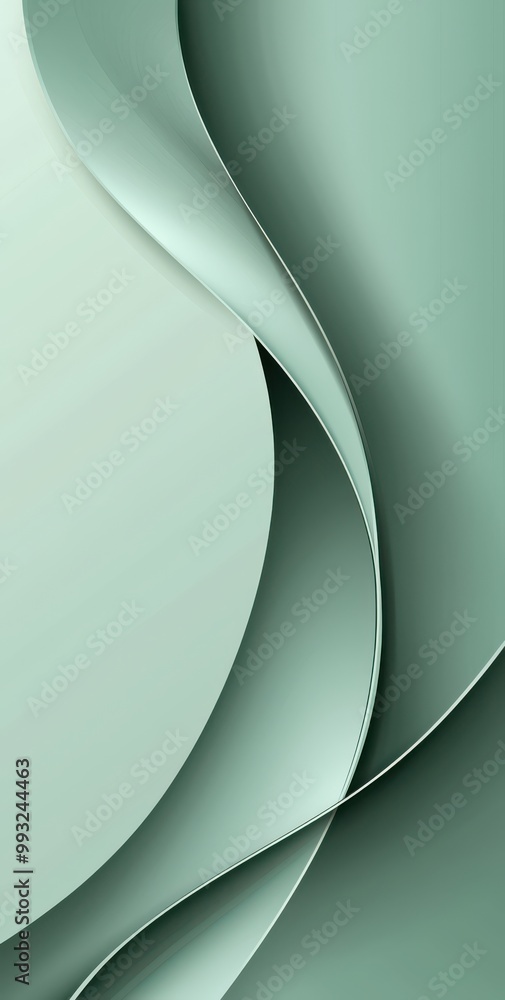 Poster minimalistic flat graphic with flowing abstract curves in soft green tones for modern design aesthet