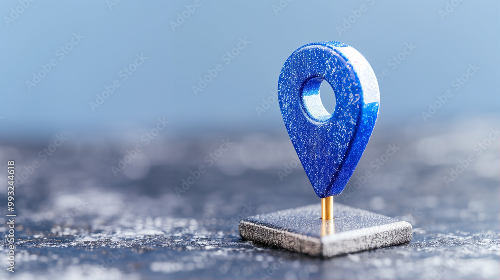 Aufkleber map marker on a map background blue location pin representing navigation and mapping solutions in a 