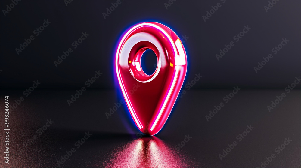 Aufkleber map pin location marker in luminous design on dark background