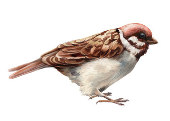Sparrow bird. Watercolor forest small bird Isolated white background for Creative Designers Nature-Inspired Artwork
