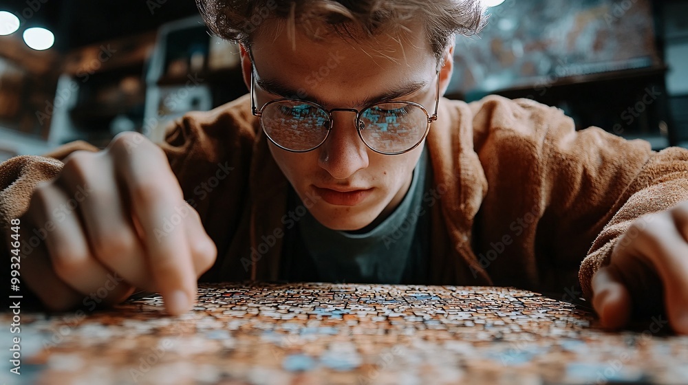 Poster A player taking a screenshot of their completed word puzzle game to share on social media with pride Large space for text in center Stock Photo with copy space