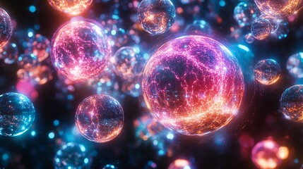 Obraz premium Abstract background with glowing orbs, a digital art concept of energy, powerful energy, flowing energy.