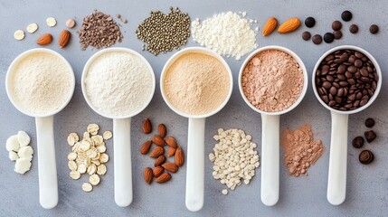 Protein-rich powders and drinks are dietary supplements that support fitness goals.